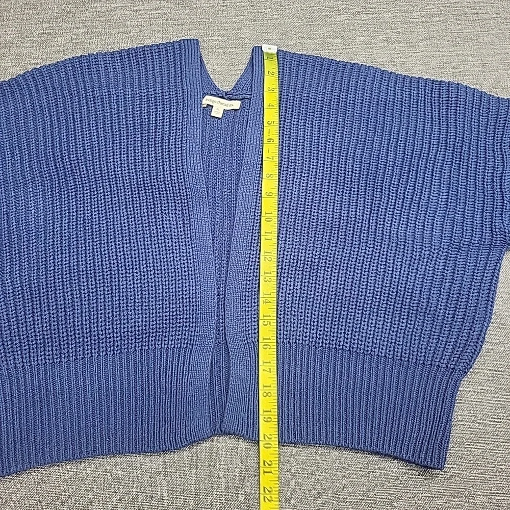 Womens Open Front Cardigan X-Large Size Navy Blue Long Sleeves Sweater